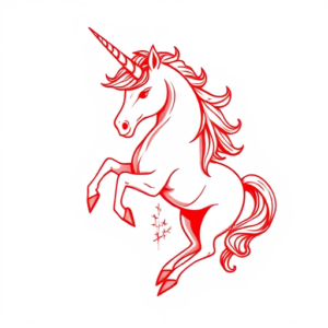 Red Ink Unicorn Tattoo