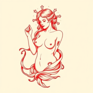 Red Ink Venus Tattoo