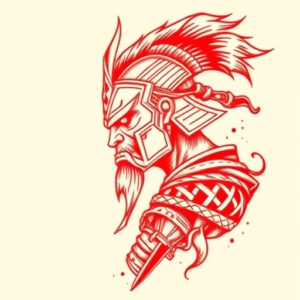 Red Ink Warrior Tattoo