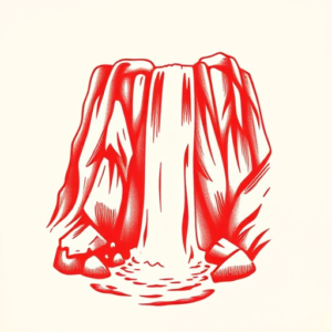 Red Ink Waterfall Tattoo