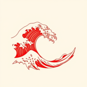 Red Ink Wave Tattoo