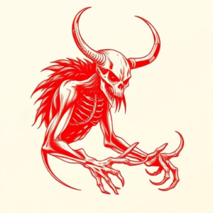 Red Ink Wendigo Tattoo