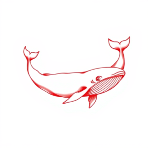 Red Ink Whale Tattoo