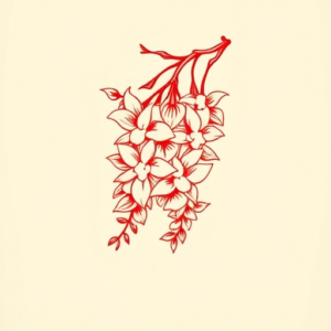 Red Ink Wisteria Tattoo