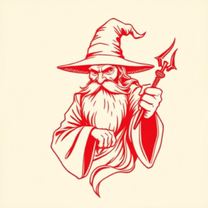 Red Ink Wizard Tattoo