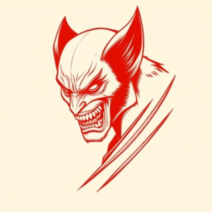 Red Ink Wolverine Tattoo