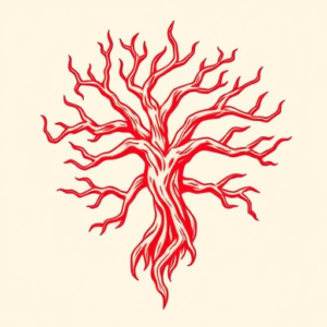 Red Ink Yggdrasil Tattoo
