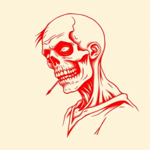 Red Ink Zombie Tattoo