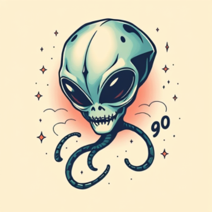 Retro 90S Alien Tattoo