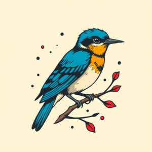 Retro 90S Bluebird Tattoo