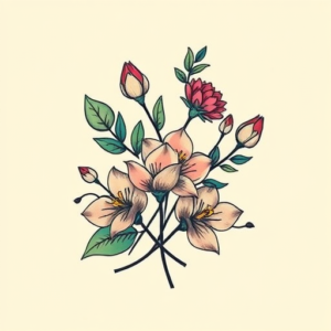 Retro 90S Botanical Tattoo