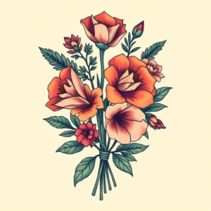 Retro 90S Bouquet Tattoo