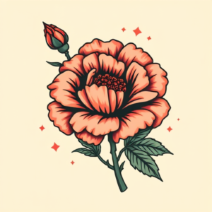 Retro 90S Carnation Tattoo