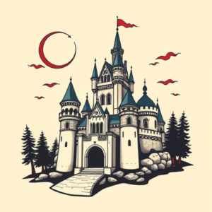 Retro 90S Castle Tattoo