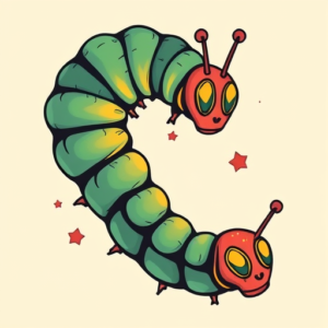 Retro 90S Caterpillar Tattoo
