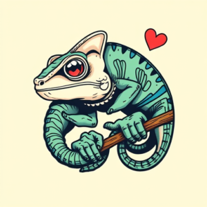 Retro 90S Chameleon Tattoo