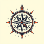 Retro 90S Compass Tattoo