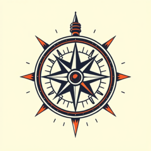 Retro 90S Compass Tattoo