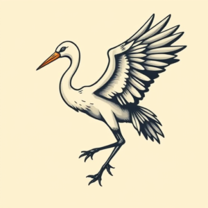 Retro 90S Crane Tattoo