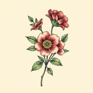Retro 90S Floral Tattoo