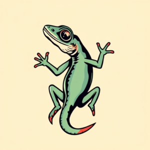Retro 90S Gecko Tattoo