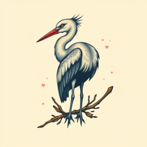 Retro 90S Heron Tattoo