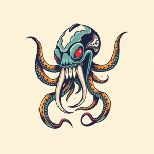 Retro 90S Kraken Tattoo