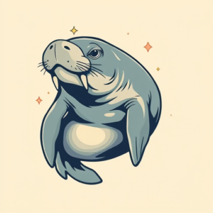 Retro 90S Manatee Tattoo
