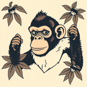 Retro 90S Monkey Tattoo