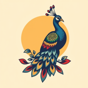 Retro 90S Peacock Tattoo