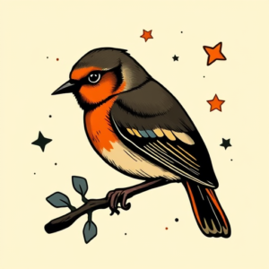 Retro 90S Robin Tattoo