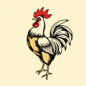 Retro 90S Rooster Tattoo