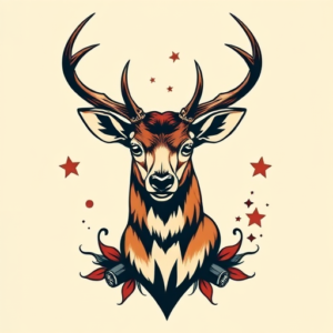 Retro 90S Stag Tattoo