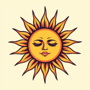 Retro 90S Sun Tattoo