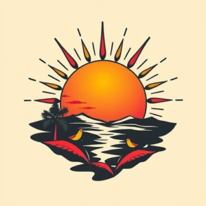 Retro 90S Sunrise Tattoo