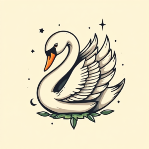 Retro 90S Swan Tattoo