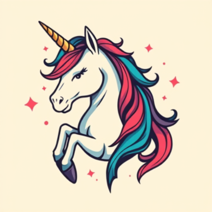 Retro 90S Unicorn Tattoo