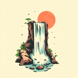 Retro 90S Waterfall Tattoo