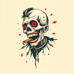 Retro 90S Zombie Tattoo