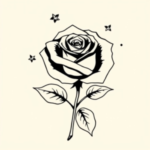 Rose suspended mid-air with petals orbiting around it.