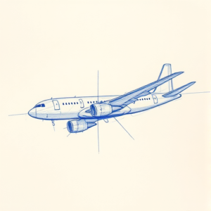 Rough Blue Pencil Sketch Airplane Tattoo