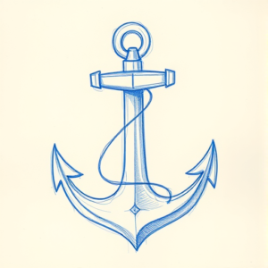 Rough Blue Pencil Sketch Anchor Tattoo