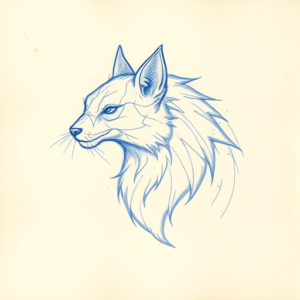 Rough Blue Pencil Sketch Animal Tattoo