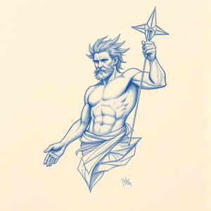 Rough Blue Pencil Sketch Apollo Tattoo