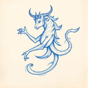 Rough Blue Pencil Sketch Aquarius Tattoo