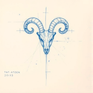 Rough Blue Pencil Sketch Aries Tattoo