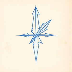 Rough Blue Pencil Sketch Arrowhead Tattoo
