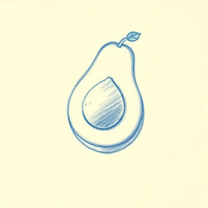 Rough Blue Pencil Sketch Avocado Tattoo