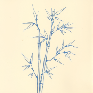 Rough Blue Pencil Sketch Bamboo Tattoo