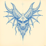 Rough Blue Pencil Sketch Baphomet Tattoo